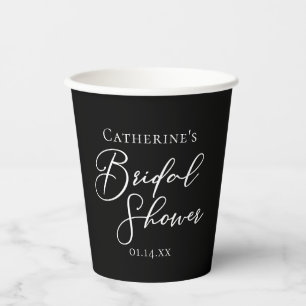 Chic Black White Bridal Shower Personalized Paper Cups