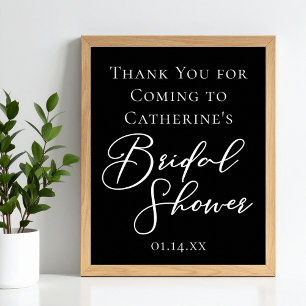 Chic Black White Bridal Shower Personalized Poster