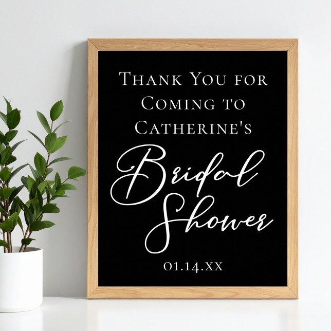 Chic Black White Bridal Shower Personalized Poster (Creator Uploaded)