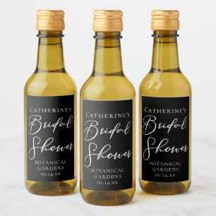 Chic Black White Bridal Shower Personalized Wine Label