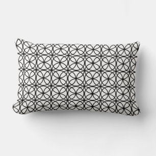 Chic Black White Circle Geometric Pattern Lumbar Cushion