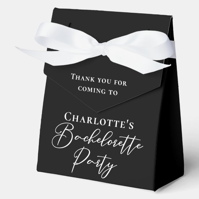 Chic Black White Customised Bachelorette Party Favour Box (Front)