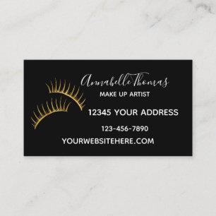 Chic Black White Gold Eyelashes Business Card