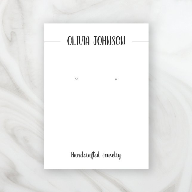 Chic Black White Jewellery Earring Display  Business Card (Stylishly Personalize with Your Custom Name. Add Optional Text.)