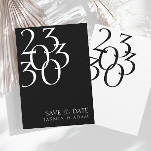 Chic Black White Minimal Date Typography Wedding Save The Date