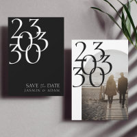 Chic Black White Minimal Photo Wedding