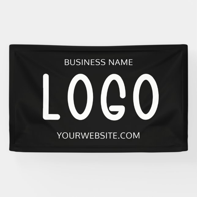 Chic Black & White Modern Large Rectangular Logo Banner (Horizontal)