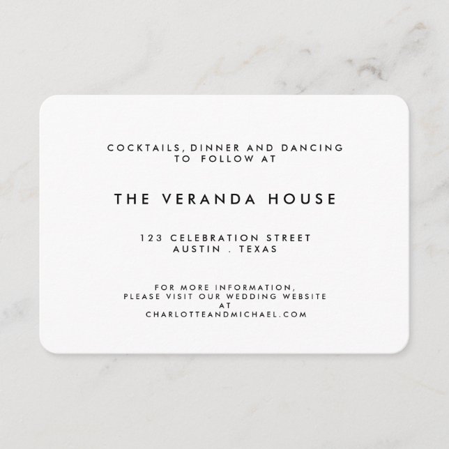 Chic Black | White Modern Wedding Insert (Front)