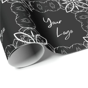 Chic Black White Pattern Custom Business Logo  Wrapping Paper