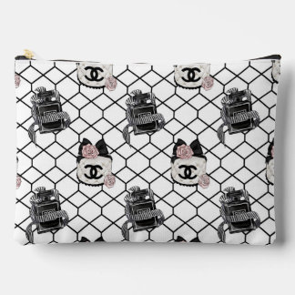 Chic Black & White Perfume Pattern Makeup Pouch