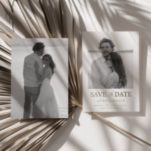 Chic Black & White Photo Gold Text Save the Date