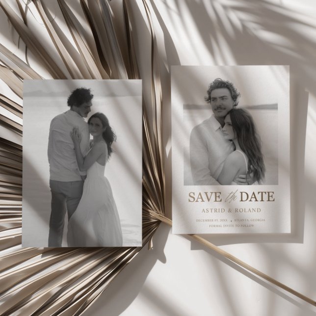  Chic Black & White Photo Gold Text Save the Date (Creator Uploaded)