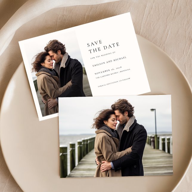 Chic Black & White Photo Wedding Save The Date Invitation (Creator Uploaded)