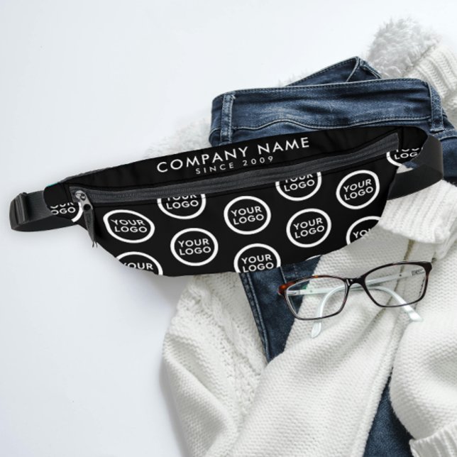 Chic Black White Promotional Brand Logo Pattern Bum Bags (Creator Uploaded)