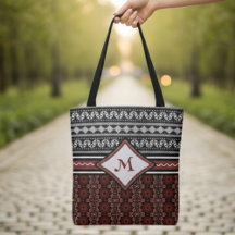 Chic Black, White & Red Abstract Tribal