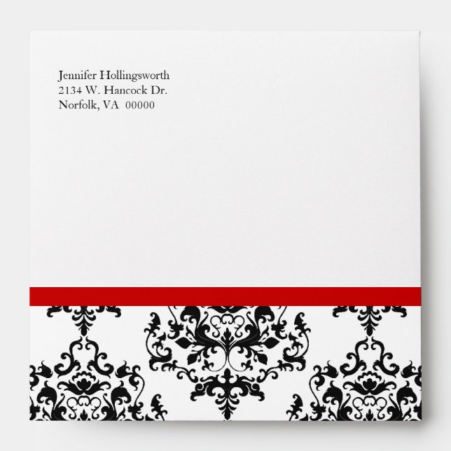 Chic Black, White, & Red Special Occasion Envelope (Front)