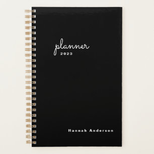 Chic Black White Script Weekly Monthly Non Dated P Planner
