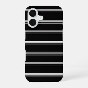 Chic black white striped iPhone 16 case