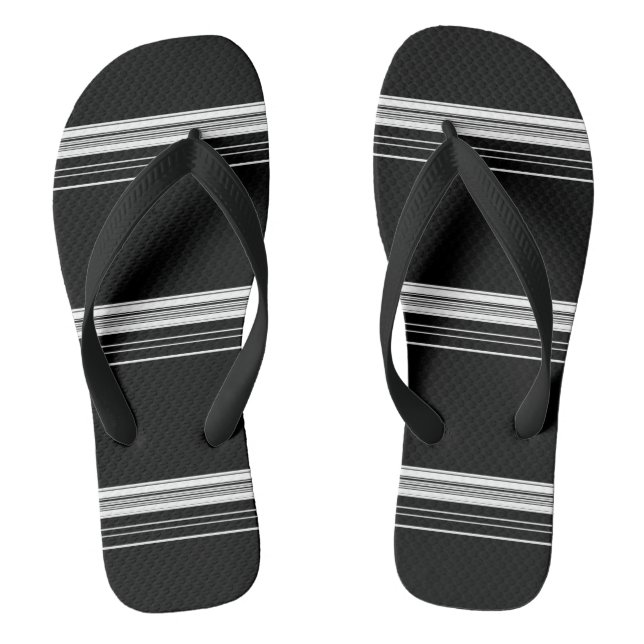 Chic black white striped  jandals (Footbed)