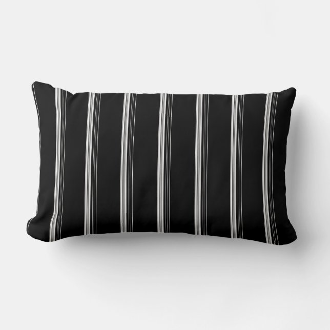 Chic black white striped  lumbar cushion (Front)