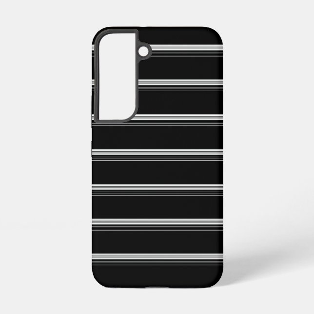 Chic black white striped  samsung galaxy s22 case (Back)