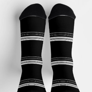 Chic black white striped  socks