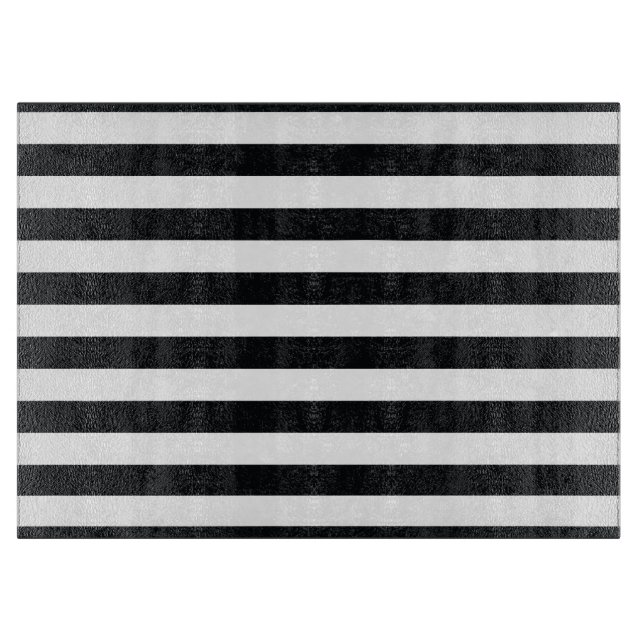 Chic Black & White Stripes Cutting Board (Front)
