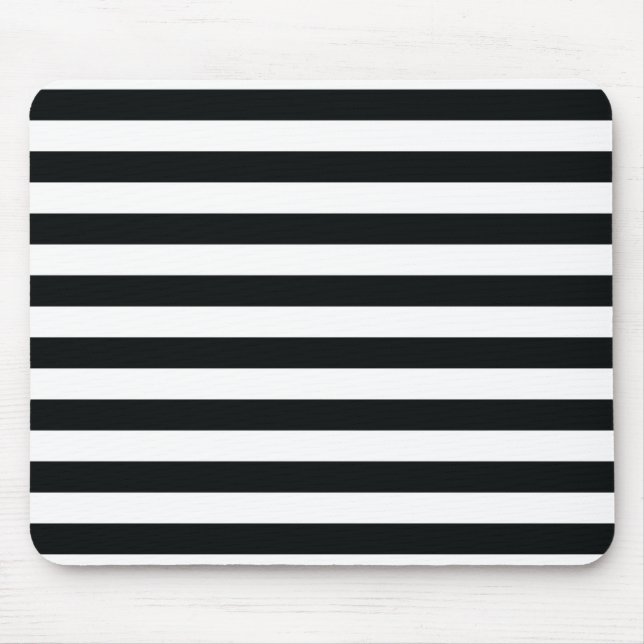 Chic Black & White Stripes Mouse Pad (Front)