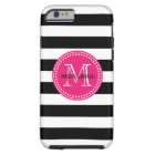 Chic Black & White Stripes Personalised Monogram