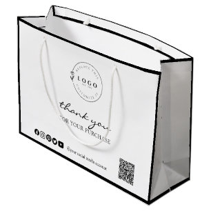 Chic Black & White Thank You for Your Purchase Large Gift Bag