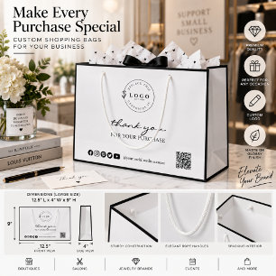 Chic Black & White Thank You for Your Purchase Large Gift Bag