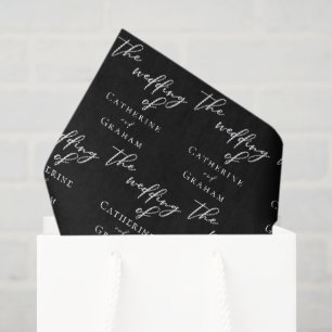 Chic Black White Typography Personalised Wedding Tissue Paper