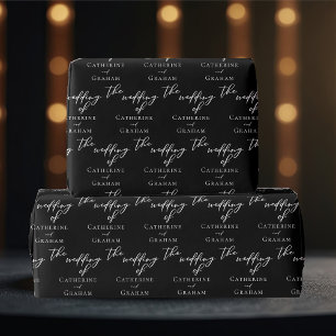 Chic Black White Typography Personalised Wedding Wrapping Paper