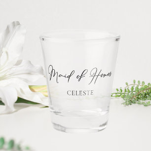 Chic Black White Wedding Custom Maid of Honor Shot Glass
