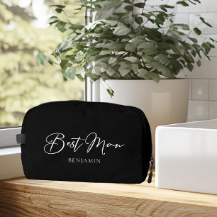 Chic Black White Wedding Modern Custom Best Man Dopp Kit