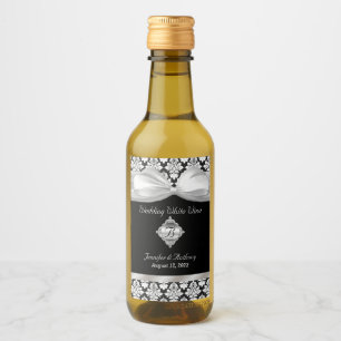 Chic Black & White Wedding Wine Label