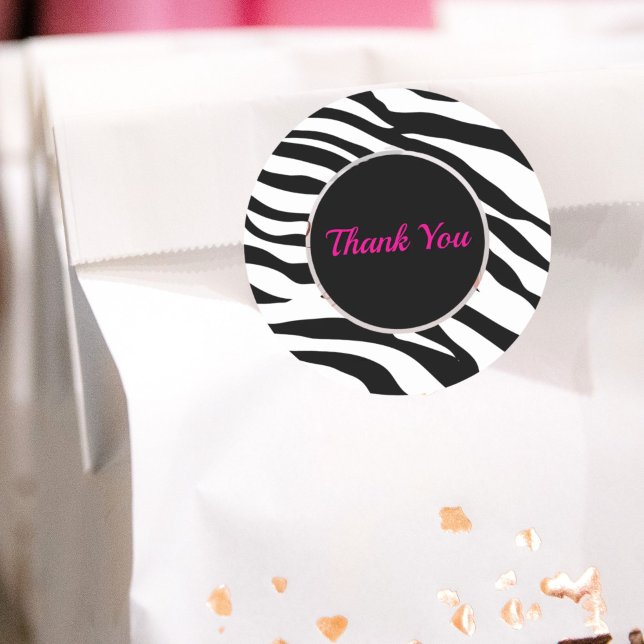 Chic black white zebra print safari birthday party classic round sticker (Chic black white zebra print safari birthday party classic round sticker)