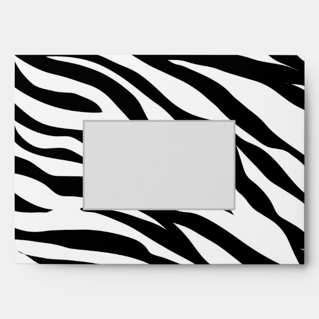 Chic black white zebra print safari birthday party envelope (Front)