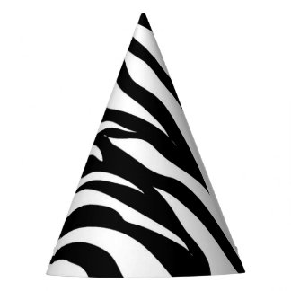 Chic black white zebra print safari birthday party hat