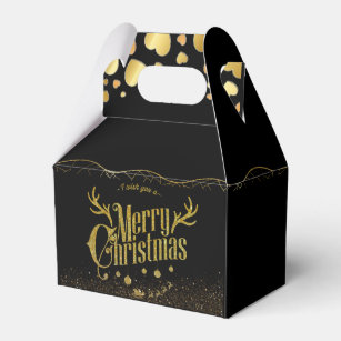 chic black with christmas hearts favour box