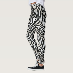 Chic Black Zebra Stripes Leggings