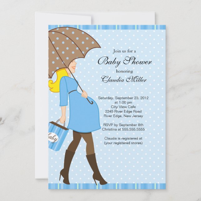 Chic Blonde Pregnant Mum Baby Shower Invitation (Front)