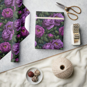 Chic Blooming Peonies Flower Wrapping Paper