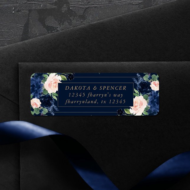 Chic Blooms | Dark Navy Blue and Blush Address (Creator Uploaded)