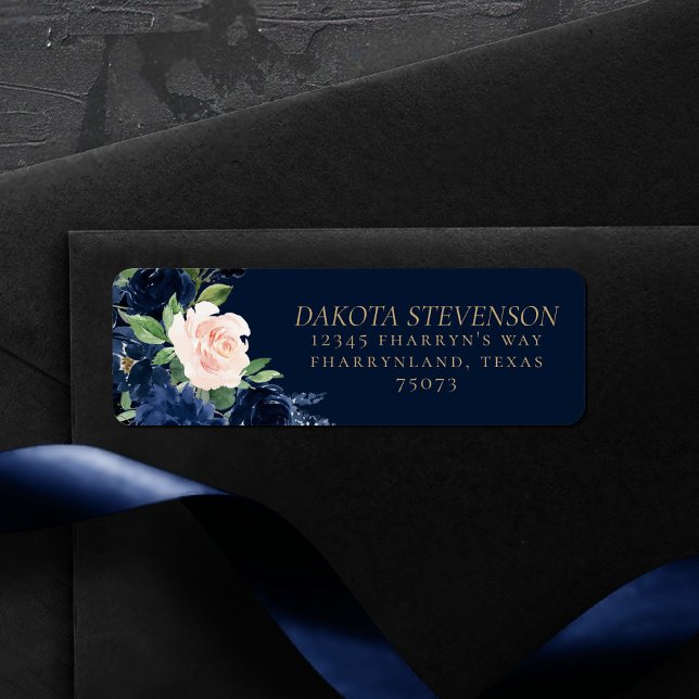 Chic Blooms | Dark Navy Blue and Blush Address (Creator Uploaded)