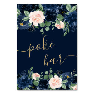 Chic Blooms   Dark Navy Blue and Blush Guestbook Table Number