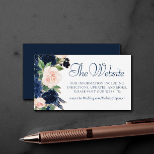 Chic Blooms   Navy Blue and Blush Floral Website Enclosure Card