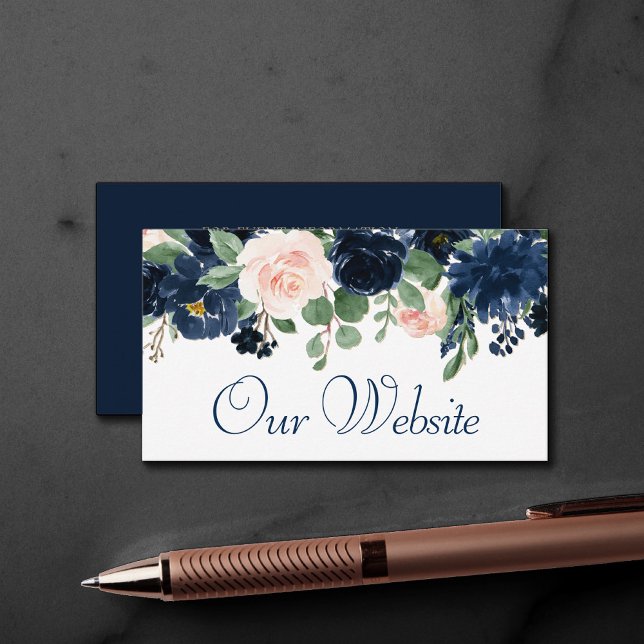 Chic Blooms | Navy Blue and Blush Garland Website Enclosure Card (Creator Uploaded)