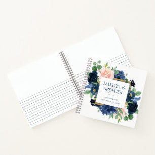 Chic Blooms   Navy Blue and Blush Photo Guest Book
