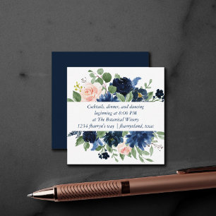 Chic Blooms   Navy Blue and Blush Reception Detail Enclosure Card